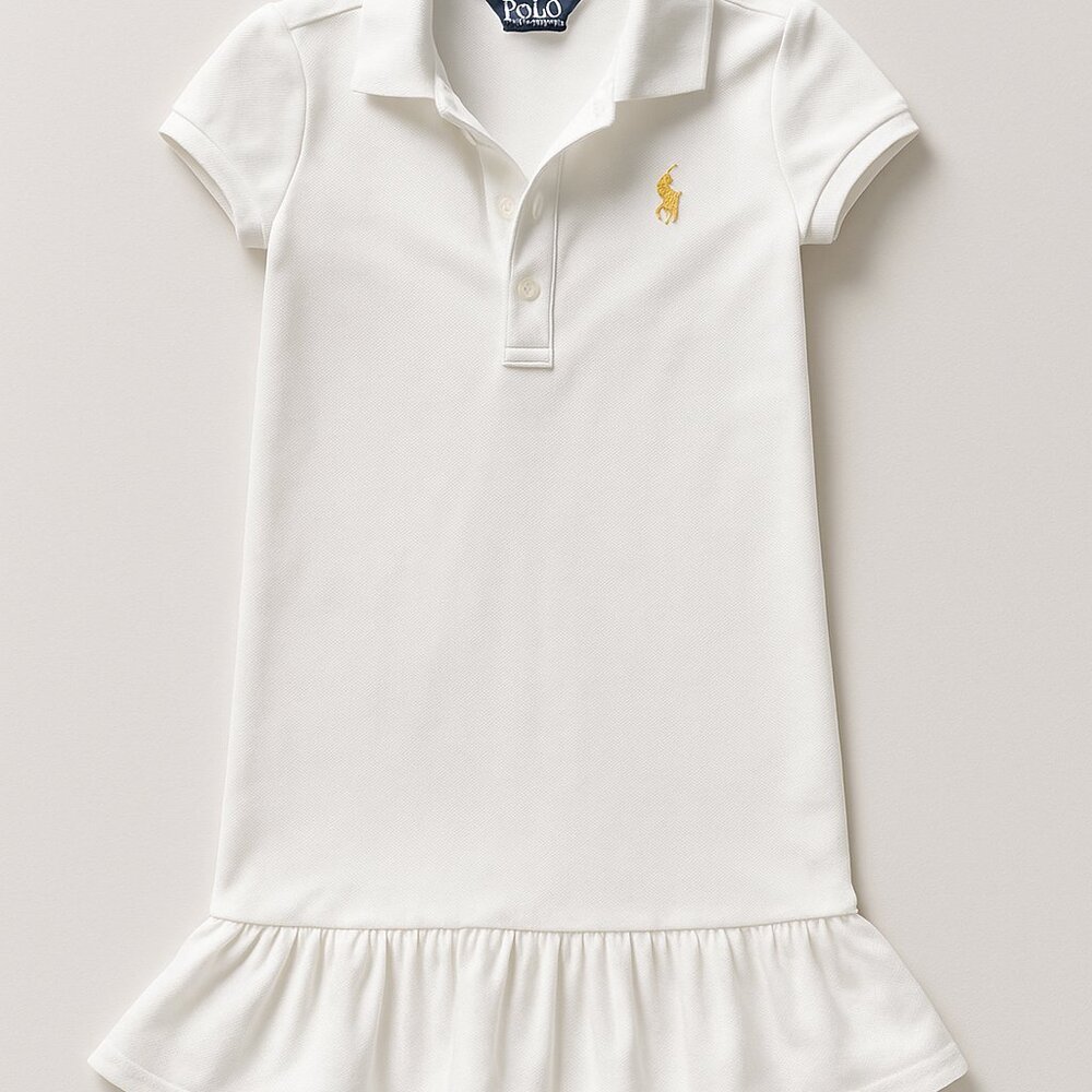 Polo by Ralph Lauren White Polo Dress with Cap Sleeves and Ruffled Hem